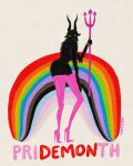  ambiguous_gender anthro billsafi bovid caprine demon hi_res high_heels humanoid lgbt_history_month lgbt_pride mammal melee_weapon polearm rainbow solo trident weapon 