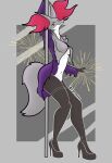  anthro blush canid canine delphox female fur hi_res inner_ear_fluff irgramfox mammal nintendo pok&eacute;mon pok&eacute;mon_(species) shiny_pok&eacute;mon simple_background solo tuft video_games 