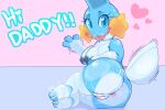  &lt;3 &lt;3_eyes anthro anus areola arm_warmers armwear big_areola big_breasts big_butt big_nipples blue_body blue_eyes breasts butt clothing daddy_kink dsmm_(artist) english_text exclamation_point feet female genitals gesture lingerie mammal mudkip nintendo nipples open_mouth open_smile pok&eacute;mon pok&eacute;mon_(species) pussy simple_background smile smiling_at_viewer solo tail_motion tailwag text thick_thighs tongue tongue_out video_games waving 