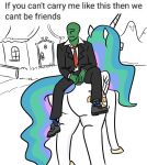  anon big_butt butt english_text equid equine feral friendship_is_magic green_body horn human jargon_scott larger_feral male mammal my_little_pony princess_celestia_(mlp) size_difference smaller_male text winged_unicorn wings 