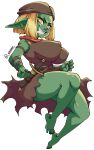  2022 absurd_res big_breasts blonde_hair breasts clothed clothing dress female freckles goblin green_body green_skin hair hi_res humanoid nipple_outline not_furry nuclearwasabi smile solo teeth 