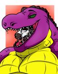  ahegao alligator alligatorid anthro bodily_fluids crocodilian death-toaster drooling duo equid equine eyebrows green_eyes hi_res imminent_vore looking_pleasured looking_up male male/male mammal open_mouth oral_vore pecs purple_body purple_skin reptile rick_hulser saliva scalie sergio_the_buff simple_background smile smirk snout teeth thick_neck tongue vore willing_prey willing_vore yellow_body yellow_skin zebra 