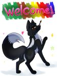  &lt;3 banner brush canid canine female feral fox hi_res mammal mylixe_(sillyfoxart) paintbrush red_fox sillyfoxart silver_fox solo welcome_sign 