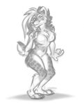  anthro australian_shepherd breasts canid canine canis curvy_figure domestic_dog featureless_breasts female floppy_ears fluffy fur herding_dog hi_res lop_ears mammal mohawk nicnak044 nub_tail nude pastoral_dog paws sheepdog sketch solo spots spotted_body standing 