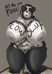  anthro bdsm blizzard_entertainment bodily_fluids body_writing breasts chain chain_leash chained female giant_panda hi_res leash mammal maylee&#039;s_mom mind_break overweight pandaren rohgen slave solo tears ursid video_games warcraft 