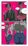  absurd_res anthro big_breasts bouncing_breasts breasts comic dialogue duo equid equine female hi_res horn male male/female mammal necktie order_compulsive_(character) rodent sciurid tuti_(tutifruti) tutifruti_(artist) unicorn 