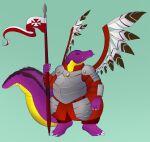  absurd_res alligator alligatorid anthro armor crocodilian cruxable feathers green_eyes hi_res lance_(weapon) male melee_weapon polearm polish_flag pose purple_body purple_scales purple_skin reptile scales scalie sergio_the_buff shoulder_guards simple_background solo thick_tail weapon winged_hussar yellow_body yellow_scales yellow_skin 