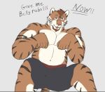 animal_humanoid anthro belly belly_rub biceps blep boxers_(clothing) clothed clothing cute_eyes felid felid_humanoid feline felis hi_res humanoid jessoji lying male mammal mammal_humanoid musclegut muscular muscular_anthro muscular_male navel on_back owo pantherine pecs smile solo solo_focus spread_legs spreading stripes tiger tongue tongue_out underwear underwear_only uwu 