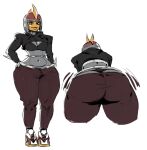  2019 anthro bent_over big_butt bisharp bottomwear bra breasts butt clothing cropped_jacket female footwear hand_on_hip hi_res huge_butt jacket looking_at_viewer midriff nintendo pants pok&eacute;mon pok&eacute;mon_(species) redfred shaking_butt shoes sneakers solo thick_ass thick_thighs thong topwear twerking underwear video_games wide_hips 