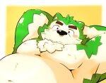  anthro belly blush canid canine canis domestic_dog eyebrows lifewonders live-a-hero looking_at_viewer male mammal mokdai musclegut navel nipples pecs raised_arms shirtless solo thick_eyebrows torausimuma7 video_games 