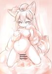  anthro belly blush bodily_fluids bound breast_grab breast_play breasts canid canine female fox hand_on_breast lactating mammal matsuura navel nipples slightly_chubby solo tears tentacle_sex tentacles 
