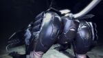  3d_(artwork) ambiguous_gender armor big_butt black_body blade_wolf butt canid claws digital_media_(artwork) extrachunkthis feral glistening glistening_body joints konami light lighting machine male_(lore) mammal metal metal_gear metal_gear_rising:_revengeance metallic_body raised_tail robot robotic solo source_filmmaker teeth tongue tongue_out video_games 