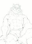  abs absurd_res anthro barrel_(live-a-hero) bulge canid canine canis clothing grin heylaw21 hi_res lifewonders line_art live-a-hero looking_at_viewer male mammal muscular muscular_anthro muscular_male navel nipples pecs smile solo underwear video_games wolf 