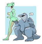  2022 amphibian anthro anthro_on_anthro biphony_(rubbish_chameleon) breasts butt crouching dialogue duo english_text female female/female frog gesture green_body grey_body hi_res komodo_dragon lizard monitor_lizard nipples non-mammal_breasts non-mammal_nipples nude nude_anthro nude_female ok_sign reptile rubbish_chameleon scalie standing terry_(rubbish_chameleon) text 
