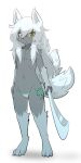  bikini canid canine clothing female feral flat_chested fox fur grey_body grey_fur hi_res katana kiukiu mammal melee_weapon micro_bikini multi_tail solo swimwear sword weapon white_body white_fur yellow_eyes 