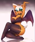  absurd_res anthro arms_above_head big_breasts bra breasts chiropteran choker clothing female hi_res inkbuns jewelry legwear lingerie looking_at_viewer mammal necklace panties rouge_the_bat sega solo sonic_the_hedgehog_(series) stockings underwear wings 