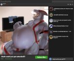  abdominal_bulge anthro belly big_belly fish livestream male marine markings muscular muscular_male oral_vore shark sharp_teeth teeth text tongue vore zyyphelze 