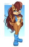  anthro archie_comics boots breasts chipmunk clothed clothing featureless_breasts female footwear ground_squirrel hair hand_on_hip hi_res long_hair looking_at_viewer mammal metalpandora navel open_clothing open_topwear open_vest partially_clothed rodent sally_acorn sciurid sega solo sonic_the_hedgehog_(archie) sonic_the_hedgehog_(comics) sonic_the_hedgehog_(series) squish_(artist) standing topwear vest 