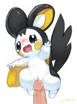  2021 black_body black_fur blush bodily_fluids drooling duo emolga female feral fur genitals gomogomo hi_res humanoid_genitalia humanoid_penis imminent_sex male male/female nintendo open_mouth penis pok&eacute;mon pok&eacute;mon_(species) pussy saliva signature simple_background sweat tears vein veiny_penis video_games white_background white_body white_fur 