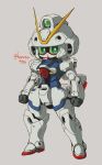  clenched_hands green_eyes gundam highres kuruton486 mecha mobile_suit no_humans robot science_fiction solo standing twitter_username v-fin v_gundam victory_gundam 