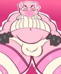  anthro belly bubble_gum bulge candy clothing coccui dessert domestic_pig food hi_res legwear male mammal overweight overweight_male shirt solo solo_focus suid suina sus_(pig) tank_top thick_thighs thigh_highs topwear 