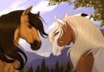 ambiguous_gender american_paint_horse dreamworks duo equid equine feral hair horse huskii-s long_hair mammal outside rain_(cimarron) spirit:_stallion_of_the_cimarron spirit_(cimarron) 