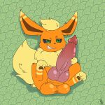  1:1 2022 absurd_res animal_genitalia animal_penis azzyyeen balls big_balls big_sheath black_sclera canine_penis eeveelution erection fan_character feral flareon front_view fur genitals green_background green_eyes grin hand_on_own_penis hi_res hindpaw huge_balls huge_sheath hyper hyper_balls hyper_genitalia hyper_sheath knot male markings multicolored_body multicolored_fur nintendo nude orange_body orange_fur pawpads paws penis pok&eacute;mon pok&eacute;mon_(species) quadruped sheath simple_background sitting smile solo spiral_eyes two_tone_body two_tone_fur vein veiny_penis video_games vovo 