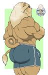  1ceberg absurd_res anthro big_butt boxer_briefs bulge butt clothing eyewear felid glasses hi_res lion male mammal mane muscular muscular_male pantherine raised_tail rear_view solo standing tight_clothing underwear 