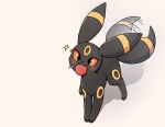  2021 absurd_res ambiguous_gender ball_in_mouth black_body black_ears blush blush_lines bodily_fluids eeveelution feral hi_res markings nintendo park_horang playful pok&eacute;mon pok&eacute;mon_(species) red_eyes ring_(marking) shaded simple_shading solo sweat tail_motion tailwag umbreon video_games 