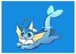  2021 absurd_res ambiguous_gender blue_background blue_body blue_eyes blush blush_lines eeveelution feral fin hi_res kemono musical_note nintendo paddling park_horang partially_submerged pok&eacute;mon pok&eacute;mon_(species) simple_background solo swimming vaporeon video_games wet 