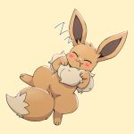  2021 absurd_res ambiguous_gender blush blush_lines bodily_fluids brown_body brown_fur dipstick_tail drooling eevee eyes_closed feral fur hi_res kemono markings neck_tuft nintendo park_horang paws pok&eacute;mon pok&eacute;mon_(species) raised_paw saliva simple_background sleeping solo sound_effects spreading tail_markings tan_background tuft video_games zzz 