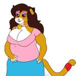  alexandersie anthro blush breasts cleavage clothed clothing felid female hair hi_res kathy_(danellz) lion mammal onehandsomefox pantherine solo 