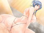  1boy 1girl ass bath bikini blue_eyes blue_hair breasts butt_crack buttjob censored cum cum_on_ass cum_on_hair game_cg hetero huge_breasts ishihara_souka looking_back mature mosaic_censoring one_eye_closed penis pov sanjou_miku shimai_tsuma_3 solo_focus spread_legs steam straddling swimsuit thong_bikini 