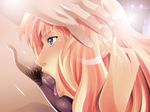  adjusting_hair blue_eyes censored deepthroat fellatio hand_on_another's_head iroiro macross macross_frontier oral penis pink_hair sheryl_nome solo_focus tongue 