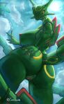  2022 absurd_res animal_humanoid anthro anthrofied areola big_butt breasts butt butt_grab closed_mouth detailed_background digital_media_(artwork) dragon english_text exposed_breasts female genitals girly green_body hand_on_butt hi_res huge_butt humanoid humanoid_genitalia humor hybrid legendary_pok&eacute;mon looking_at_viewer looking_back multicolored_body navel nintendo nipples pok&eacute;mon pok&eacute;mon_(species) pok&eacute;morph pokemon_(anime) pose pussy raised_tail rayquaza red_areola red_nipples red_pussy reptile reptile_humanoid scales scalie scalie_humanoid signature sky smile snake snake_humanoid solo standing text thick_tail thick_thighs tucolewds video_games wide_hips widescreen yellow_eyes 