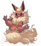  2020 ambiguous_gender canid canine claws eeveelution feral flareon fur hi_res jam_uo kemono mammal nintendo pawpads paws pink_pawpads pok&eacute;mon pok&eacute;mon_(species) red_body red_fur solo video_games 