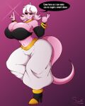  2019 4k absurd_res alien alien_humanoid artist_name big_breasts black_sclera breast_squish breasts claws cleavage clothed clothing curvaceous curvy_figure dialogue digital_drawing_(artwork) digital_media_(artwork) dragon_ball dragon_ball_fighterz ear_piercing ear_ring english_text eyelashes female fingers hair hi_res high_heels hourglass_figure huge_breasts humanoid humanoid_pointy_ears long_tail looking_at_viewer majin majin_android_21 midriff navel not_furry piercing pink_background pink_body pink_skin red_eyes signature simple_background small_waist solo squish superix talking_to_viewer text thick_thighs topwear tube_top voluptuous white_hair wide_hips 