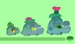  ambiguous_gender amphibian big_eyes bulbasaur feral flower green_body green_eyes green_scales group ivysaur nintendo plant pok&eacute;mon pok&eacute;mon_(species) scales simple_background sleepykaard teeth toony trio venusaur video_games yellow_eyes 