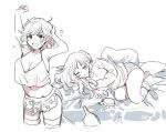  2girls america_(hetalia) axis_powers_hetalia bed beer_bottle breasts curled_up dkdmis drawstring genderswap genderswap_(mtf) hangover large_breasts messy_sleeper multiple_girls russia_(hetalia) saliva short_hair sketch sleeping star_(symbol) star_print stretch yawning 