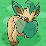  2022 anus ass_up blush butt digital_media_(artwork) eeveelution eyelashes female feral fur genitals grass leaf_tail leafeon leg_markings looking_at_viewer looking_back mammal markings nintendo outside pixel_(artwork) plant pok&eacute;mon pok&eacute;mon_(species) presenting presenting_hindquarters presenting_pussy pussy socks_(marking) solo tail_aside tan_body tan_fur video_games zabozamojo 