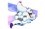  absurd_res anthro anus balls balls_touching bandai_namco butt ceratopsian digimon digimon_(species) dinosaur duo gammamon genitals hi_res male male/male mrpandragon ornithischian reptile scalie stacking triceratops white_body 