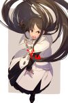  1girl bangs blush breasts brown_eyes brown_hair character_name echo_(circa) fate/grand_order fate_(series) long_hair long_sleeves looking_at_viewer open_mouth solo yu_mei-ren_(fate) 