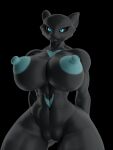  3d_(artwork) absurd_res anthro areola big_breasts big_butt big_nipples black_body blender_(software) blue_areola blue_eyes breasts butt collar digital_media_(artwork) domestic_cat felid feline felis female genitals hi_res huge_breasts jigjig looking_at_another mammal muscular muscular_anthro muscular_female nipples organs pussy pussy_black smile solo stomach wide_hips 