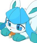  ambiguous_gender blue_body bodily_fluids brown_body catfox22 duo eevee eeveelution feral glaceon macro micro nintendo pok&eacute;mon pok&eacute;mon_(species) saliva size_difference smaller_feral video_games vore 