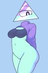  1_eye big_butt blue_background blue_body blue_skin breasts butt clothed clothing female female/female floating_head hi_res humanoid iilluminaughtii no_shading nude partially_clothed posed purple_clothing simple_background simple_eyes small_breasts solo unknown_artist youtuber 