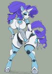  anthro anthrofied big_breasts black_sclera breasts curled_hair curled_tail equid equine eyelashes female friendship_is_magic hair hasbro hi_res horn imric1251 machine mammal my_little_pony nipples purple_hair purple_tail rarity_(mlp) robot simple_background smile solo teeth unicorn unicorn_horn white_body wide_hips 