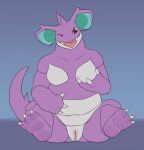  breasts female genitals hi_res looking_at_viewer nidoqueen nintendo one_eye_closed pok&eacute;mon pok&eacute;mon_(species) pussy shiny_pok&eacute;mon solo tongue tongue_out video_games wink winking_at_viewer yaroul 