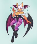  &lt;3 2022 5_fingers anthro artkett1412 bat_wings boots breasts capcom chiropteran cleavage clothed clothing cosplay crossover crossover_cosplay darkstalkers female fingers footwear hi_res mammal medium_breasts membrane_(anatomy) membranous_wings morrigan_aensland rouge_the_bat sega simple_background solo sonic_the_hedgehog_(series) video_games wings 