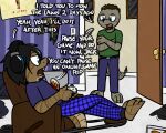  anthro clothed clothing dialogue english_text hi_res jack_(pokefound) male pit_viper pokefound rattlesnake reptile scalie seth_(pokefound) snake text viper 