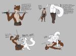  2022 absurd_res angry anthro arcthoudor_of_dunsmuir_(duster) bottomwear bottomwear_down bottomwear_pull breasts brown_body brown_fur butt canid canine chest_tuft clenched_teeth clothed clothing clothing_pull comic cowgirl_position crouching dialogue duo english_text erection female fight fist foreskin fox from_front_position fur genitals green_eyes grey_background hair hanging_breasts hi_res looking_pleasured lying madmanransom male male/female mammal melee_weapon nervous nipples nude on_back on_bottom on_top pants pants_down pants_pull partially_clothed patience_larhun_(duster) penetration penis pussy sequence sex simple_background spread_legs spreading sword swordfight teeth text topless tuft undressing_another vaginal vaginal_penetration weapon white_body white_fur white_hair 